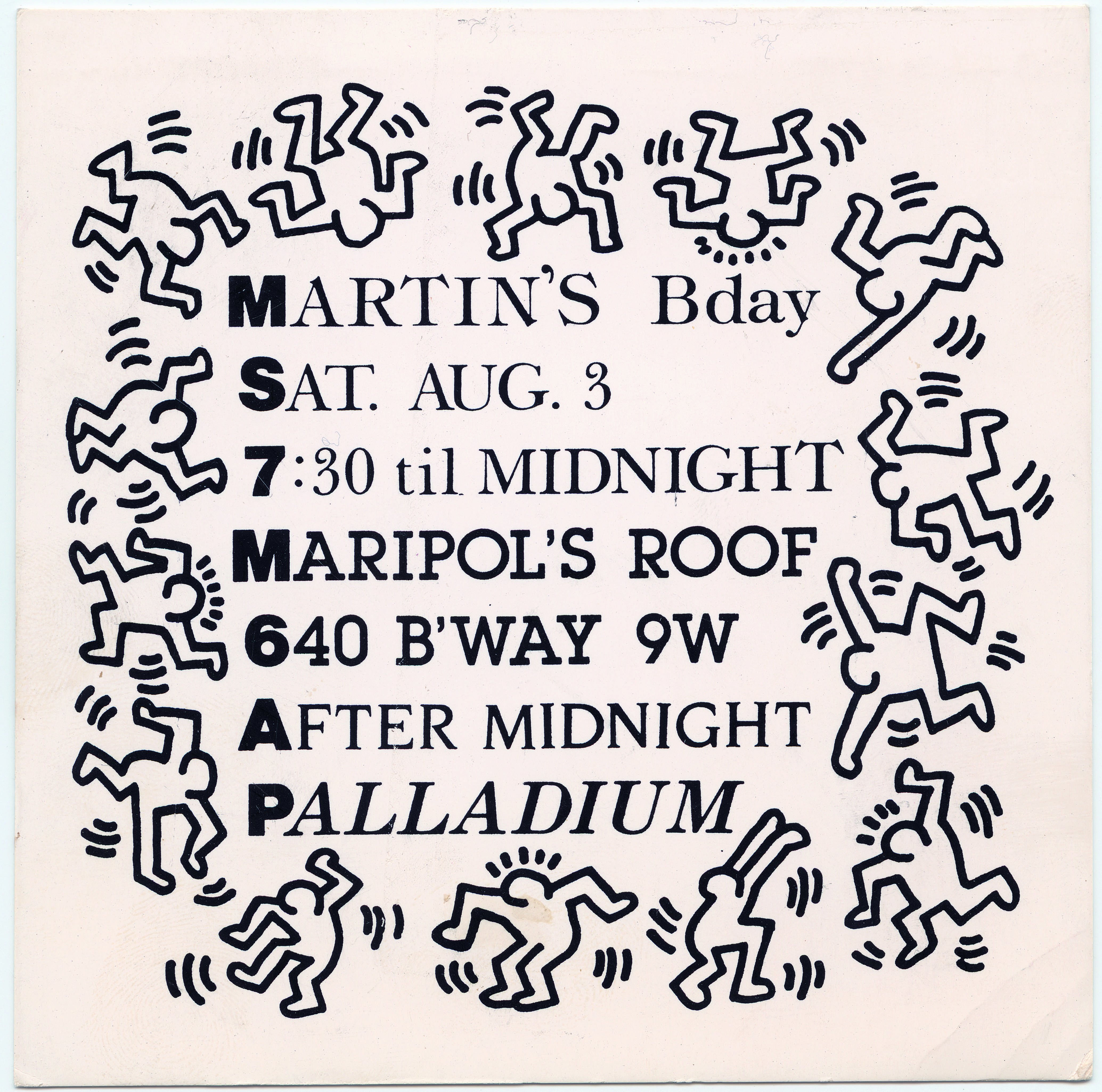  INVITATION DESIGNED BY KEITH HARING