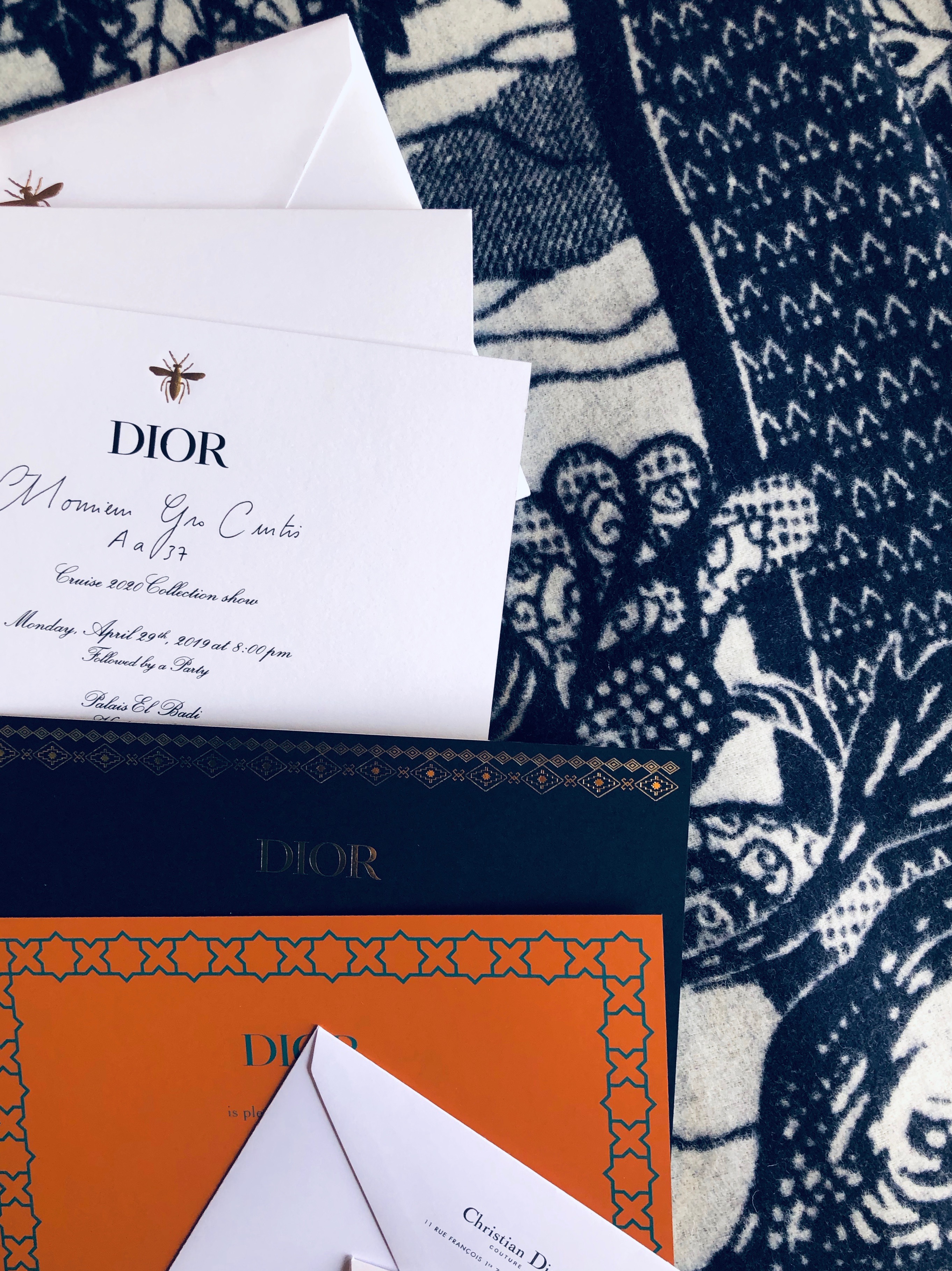  Invitations and Dior blanket