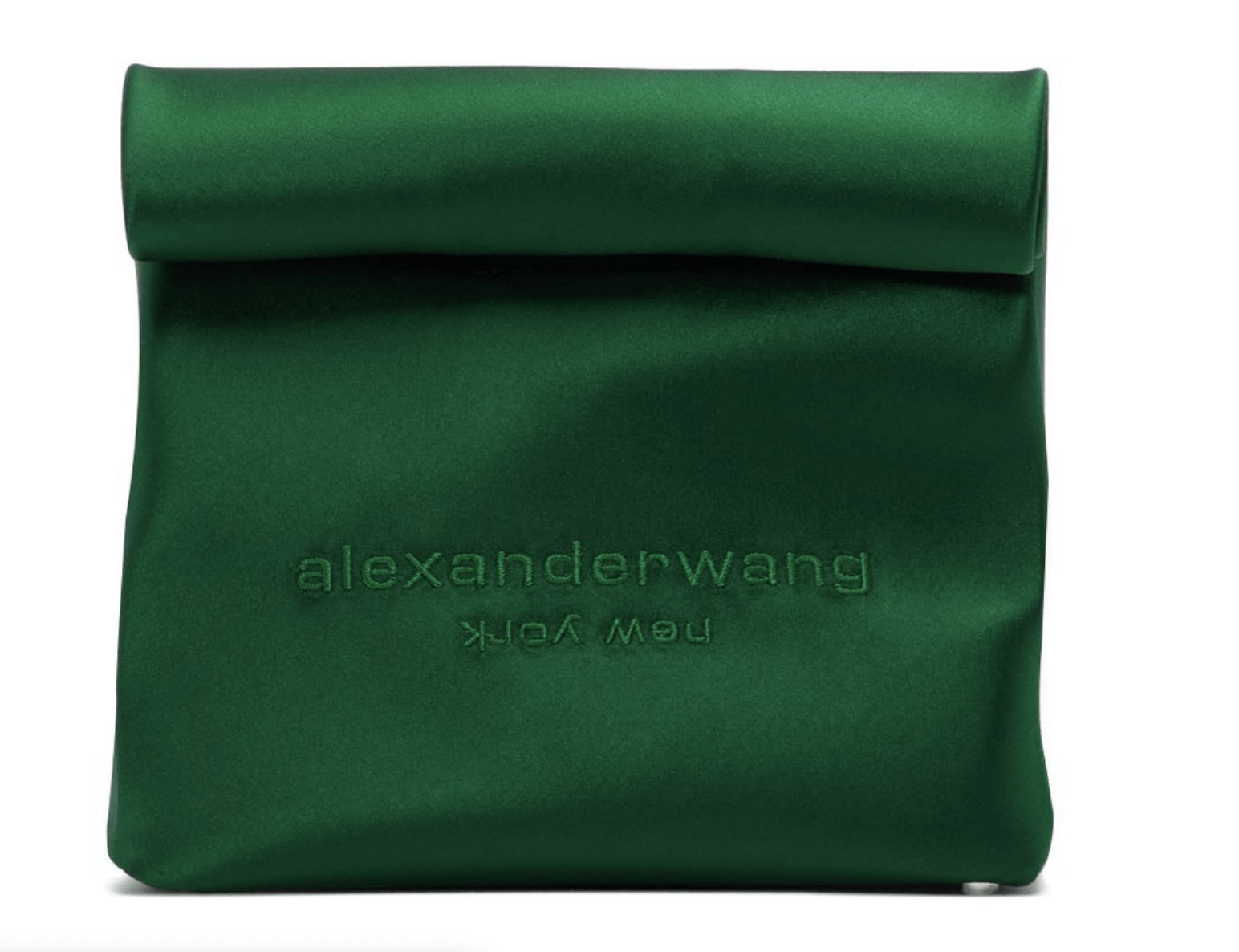 satin lunch bag clutch in green