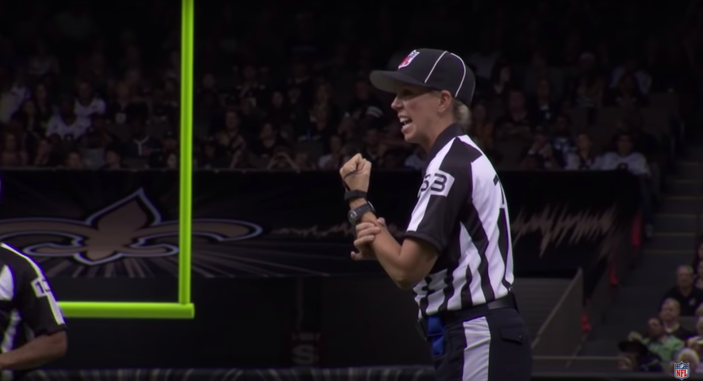 NFL's first woman ref, assistant coach meet before game