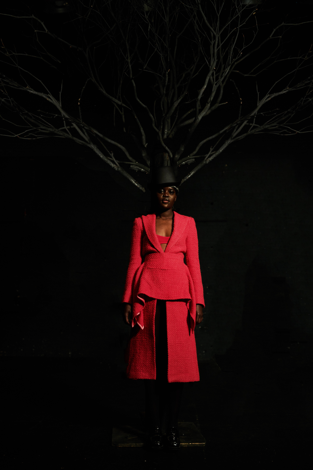  Model is wearing garments by Thebe Magugu. Photo Courtesy of International Woolmark Prize.