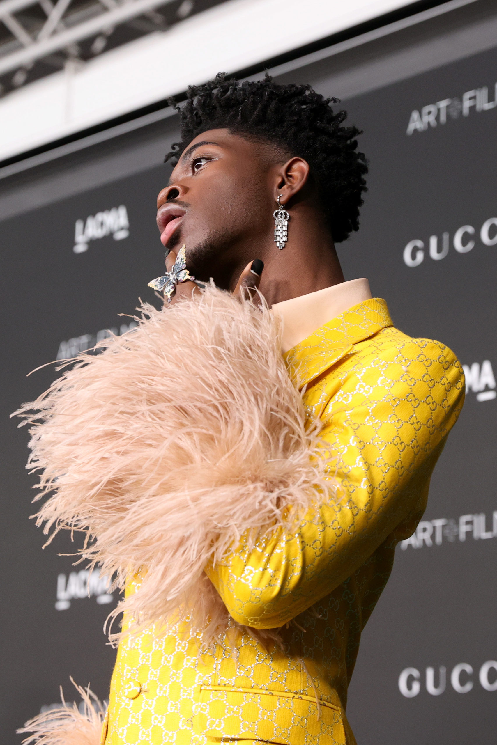  LOS ANGELES, CALIFORNIA - NOVEMBER 06: Lil Nas X, wearing Gucci, attends the 10th Annual LACMA ART+FILM GALA honoring Amy Sherald, Kehinde Wiley, and Steven Spielberg presented by Gucci at Los Angeles County Museum of Art on November 06, 2021 in Los Angeles, California. (Photo by Rich Fury/Getty Images for LACMA)
