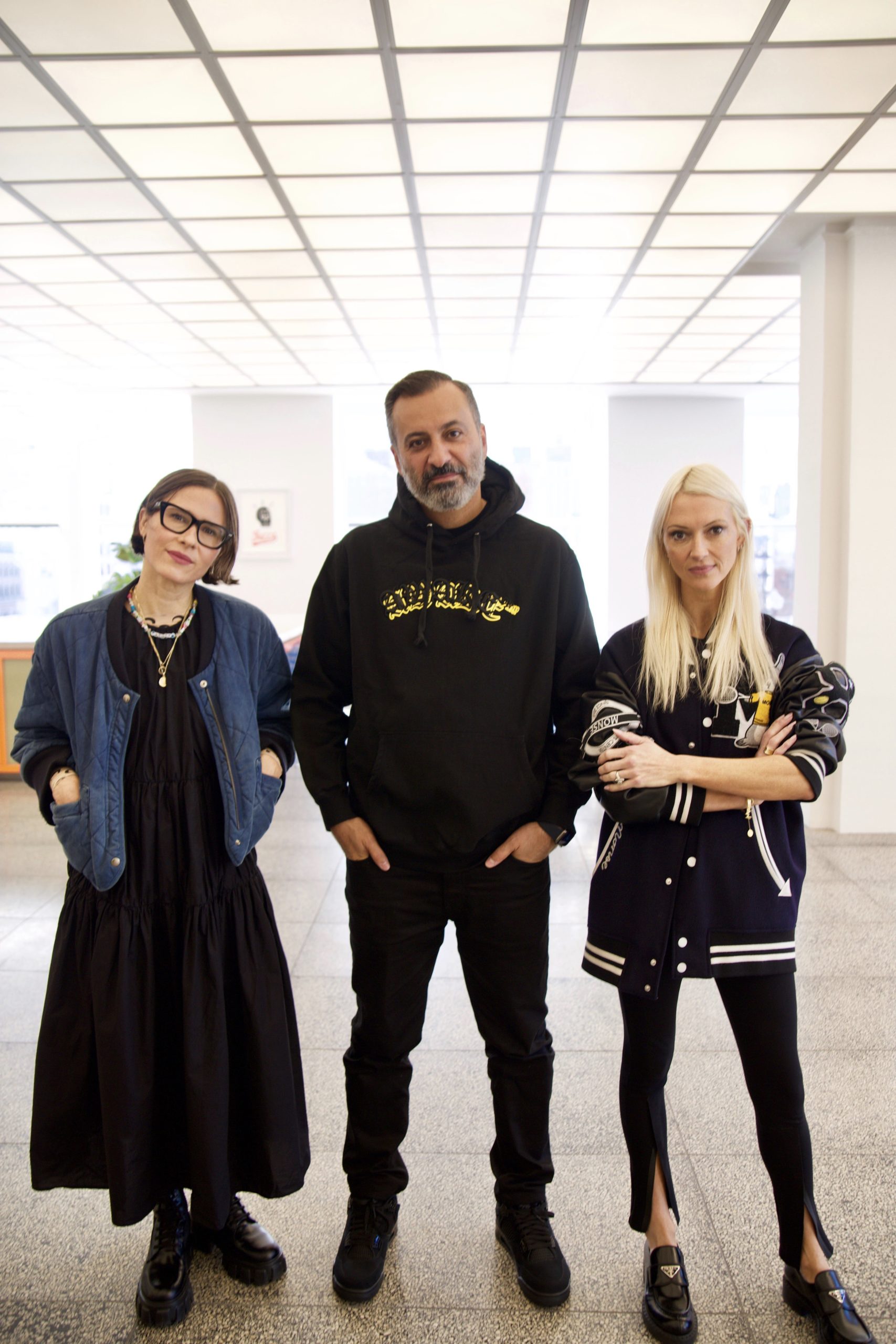  Georgie Greville, Mazdack Rassi and Zanna Roberts Rassi photographed at the Milk office.