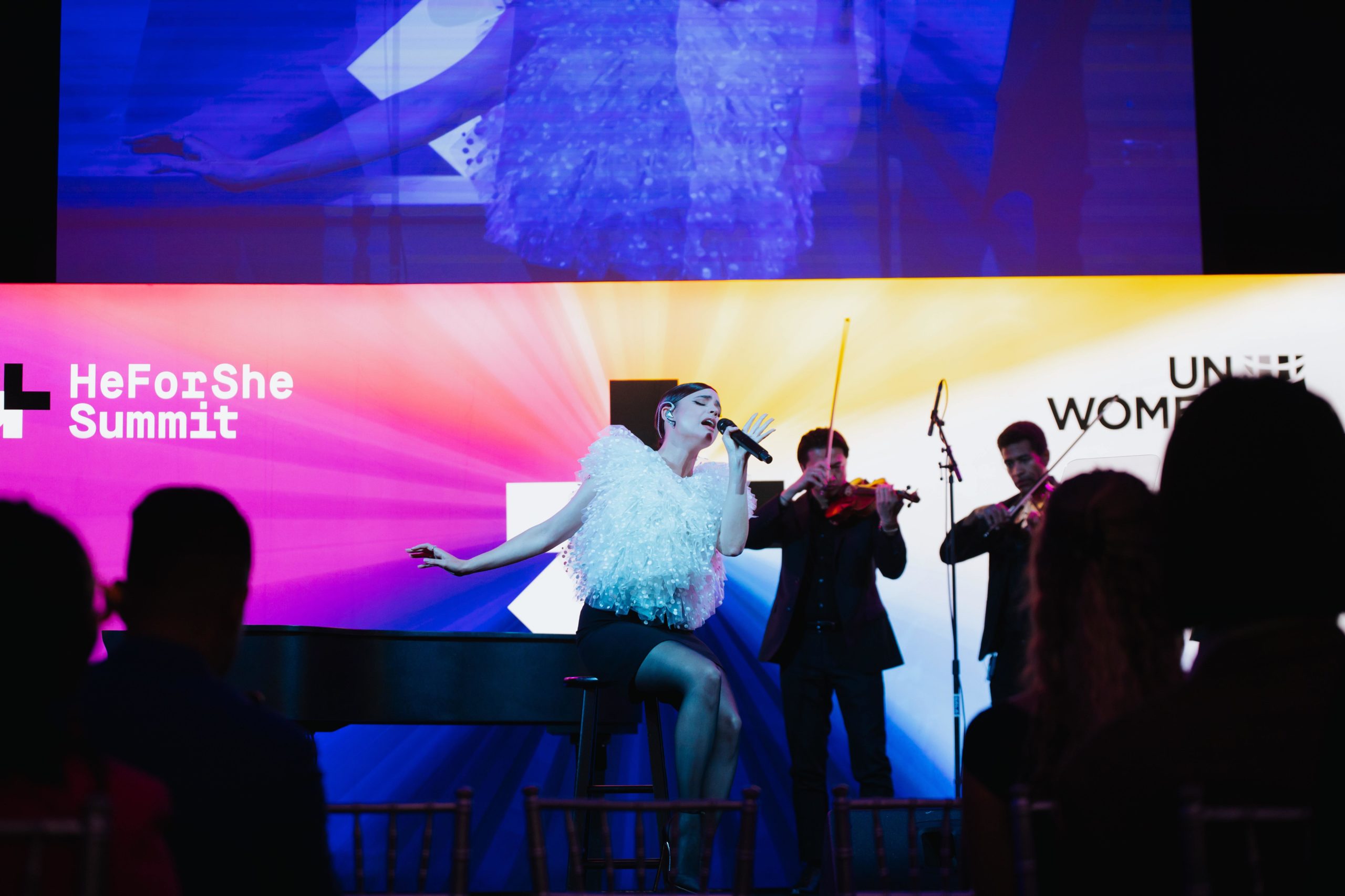  Sofia Carson performing at the HeForShe Summit. Image courtesy of Acacia Evans